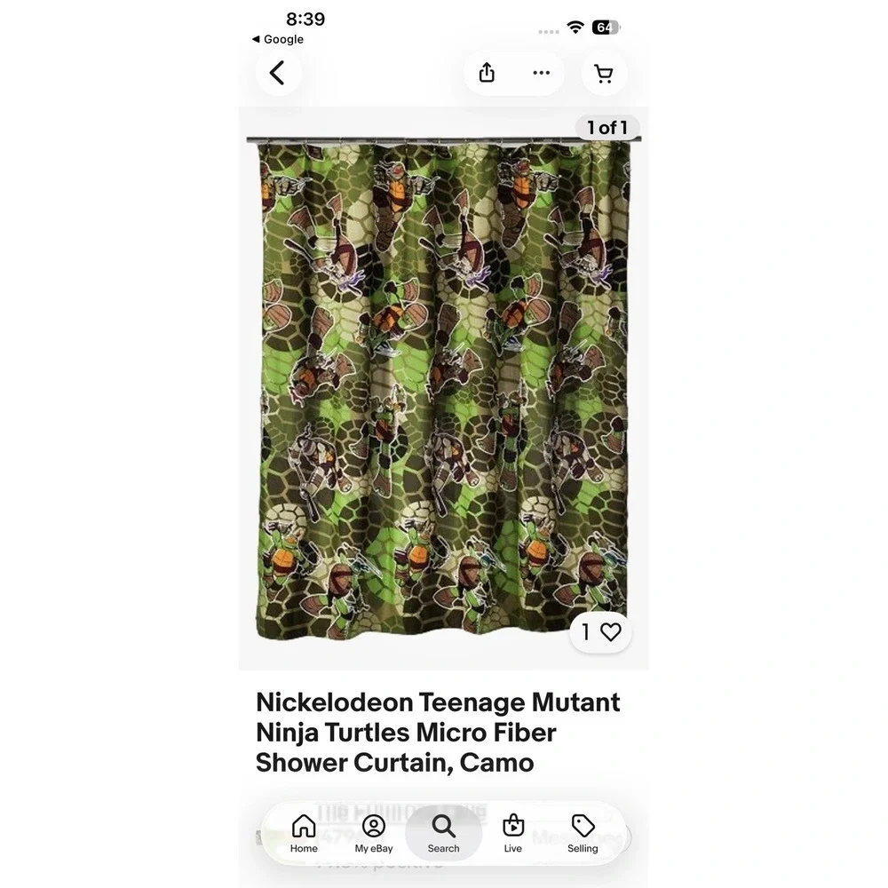 Nickelodeon Teenage Mutant Ninja Turtles Shower Curtain Microfiber Camo 72
